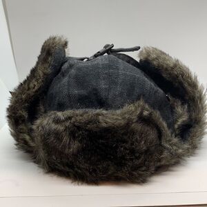 Target Wool blend Gray faux fur bomber hat